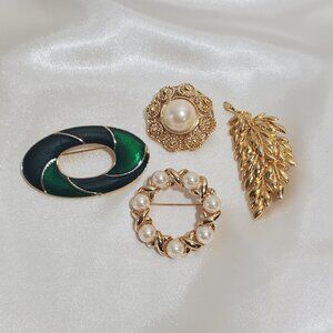 Set of 4 Gold-Tone Brooches